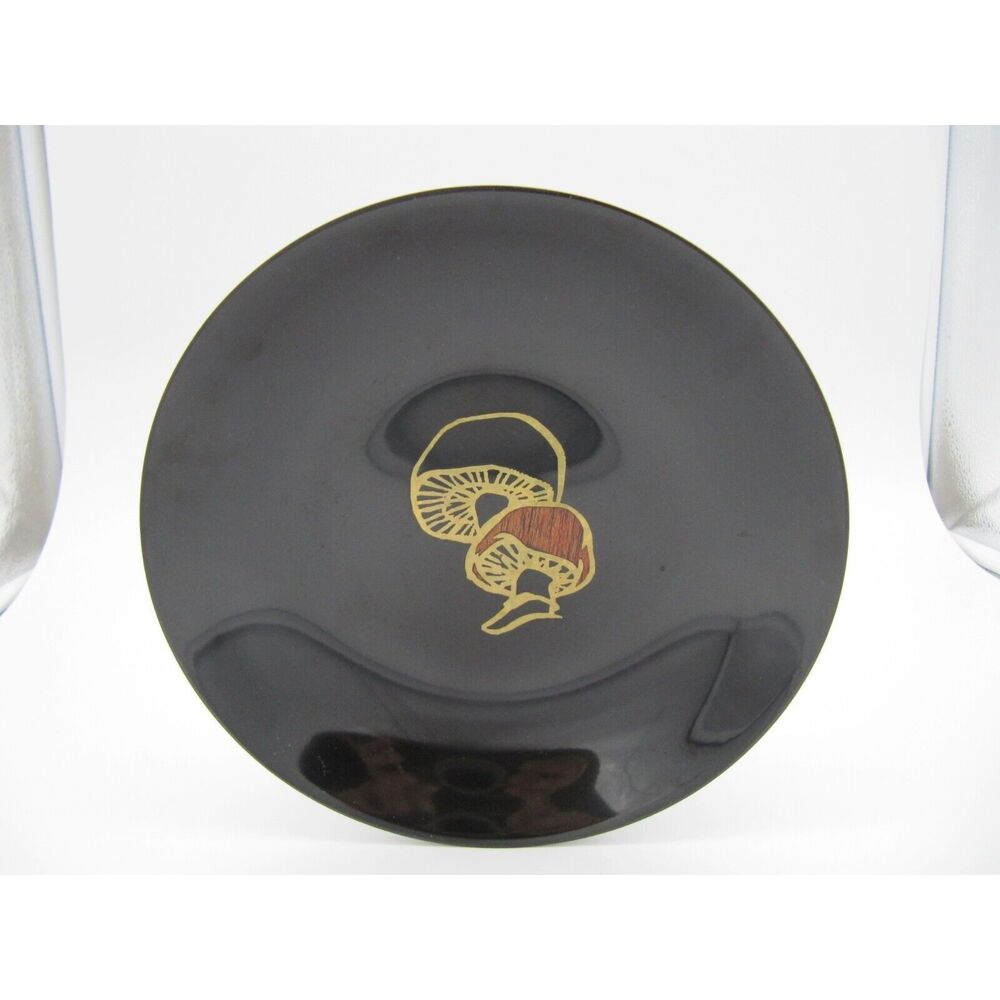 Vintage MCM Couroc of California Inlaid Plastic Bowl Dish Mushroom Fungi  7.75"